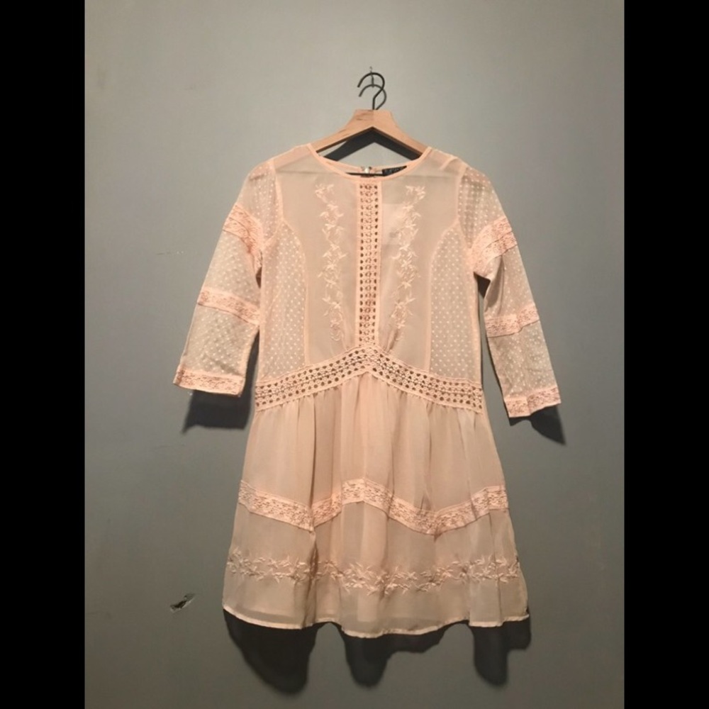 Topshop Embroidered Light Pink Dress